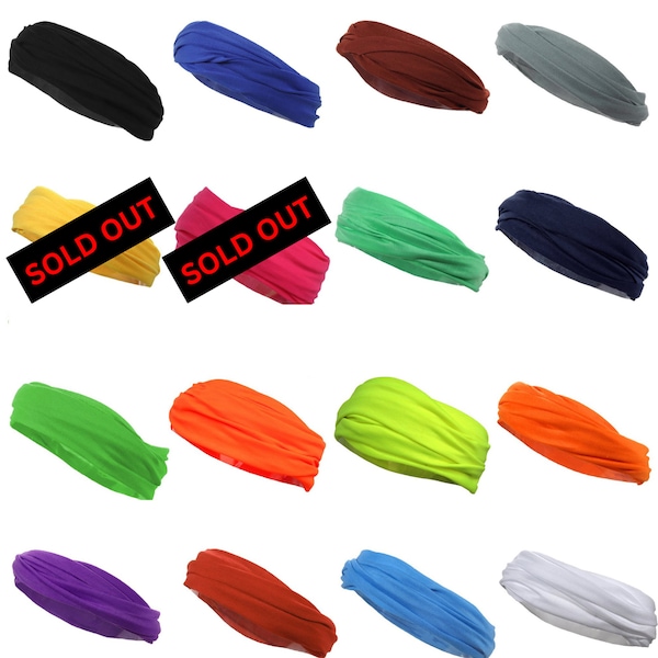 Wide Headbands for Men Women Teens Adult Boho Yoga Fabric Hippie Turban Headwraps Stretchy Cotton Blend Sports Headband Blanks U pick colors