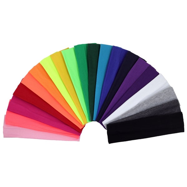 You Pick Colors Headbands for Girls Women Teens Adult Wide Boho Yoga Fabric Turban Headwraps Stretchy Cotton Sports Headband Blanks