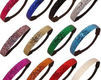 Solid Colors Glitter Headbands Bulk Assorted Colors Wholesale Headbands, Team Gifts, Party Favors, Cheer and Dance Accessories