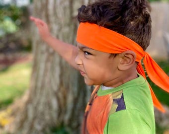 Ninja Turtle Headband Tie Headbands - Leonardo Blue, Michelangelo Orange, Donatello Purple, Raphael Red Jennika Halloween Costume Head Band