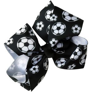 Sports Hair Bow with Clip: Softball, Baseball, Basketball, Volleyball, Soccer Soccer