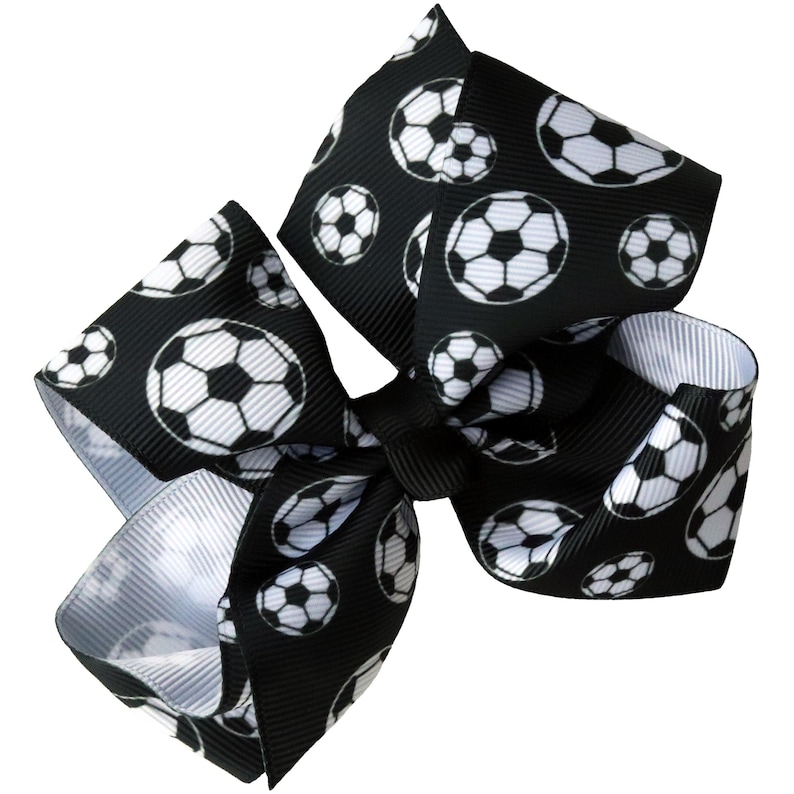 Sports Hair Bow with Clip: Softball, Baseball, Basketball, Volleyball, Soccer Soccer