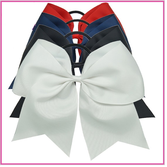 Large Cheer Bow: 7" Grosgrain Ribbon Ponytail Holder