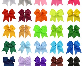 7" Grosgrain Ribbon Cheer Bow: Ponytail Holder, Team Colors