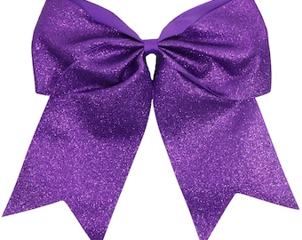 Glitter Cheer Bow - Big Purple Ribbon Bows for Girls Custom Cheerleading Gifts Softball Cheap Blanks Hair Bow to Personalize with Sayings