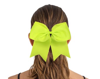 Cheer Bows 7" Ribbon w Ponytail Holder for Girls Women Cheerleading Softball Big Cheap Hair Bow Blanks to Custom Personalized with Sayings