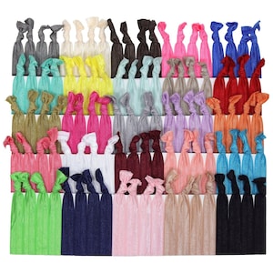 100 Pack Solid Assortment Hair Ties Colors No Crease Elastic Bands Hand Knotted Ponytail Holder Teen Woman Accessories Lot Sports Yoga