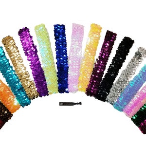 Sequin Headbands Elastic Stretchy Headband for Girls Kids Women Flapper Roaring 20s Great Gatsby 1920s Hair Band Cute Princess Head Bands image 1