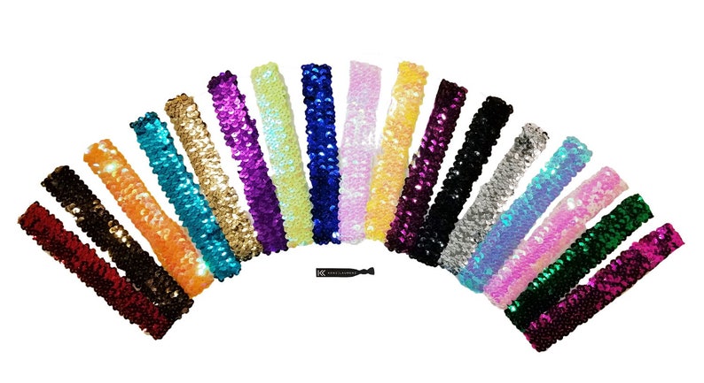 Sequin Headbands Elastic Stretchy Headband for Girls Kids Women Flapper Roaring 20s Great Gatsby 1920s Hair Band Cute Princess Head Bands image 1