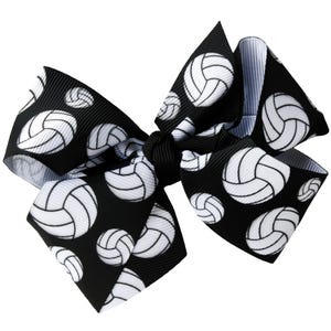 Sports Hair Bow with Clip: Softball, Baseball, Basketball, Volleyball, Soccer Volleyball