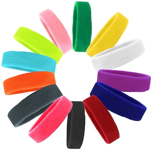 1 Sweatband Terry Cloth Headband Sweat Head Band Sports Hair Bands Workkout Blanks to Custom Design