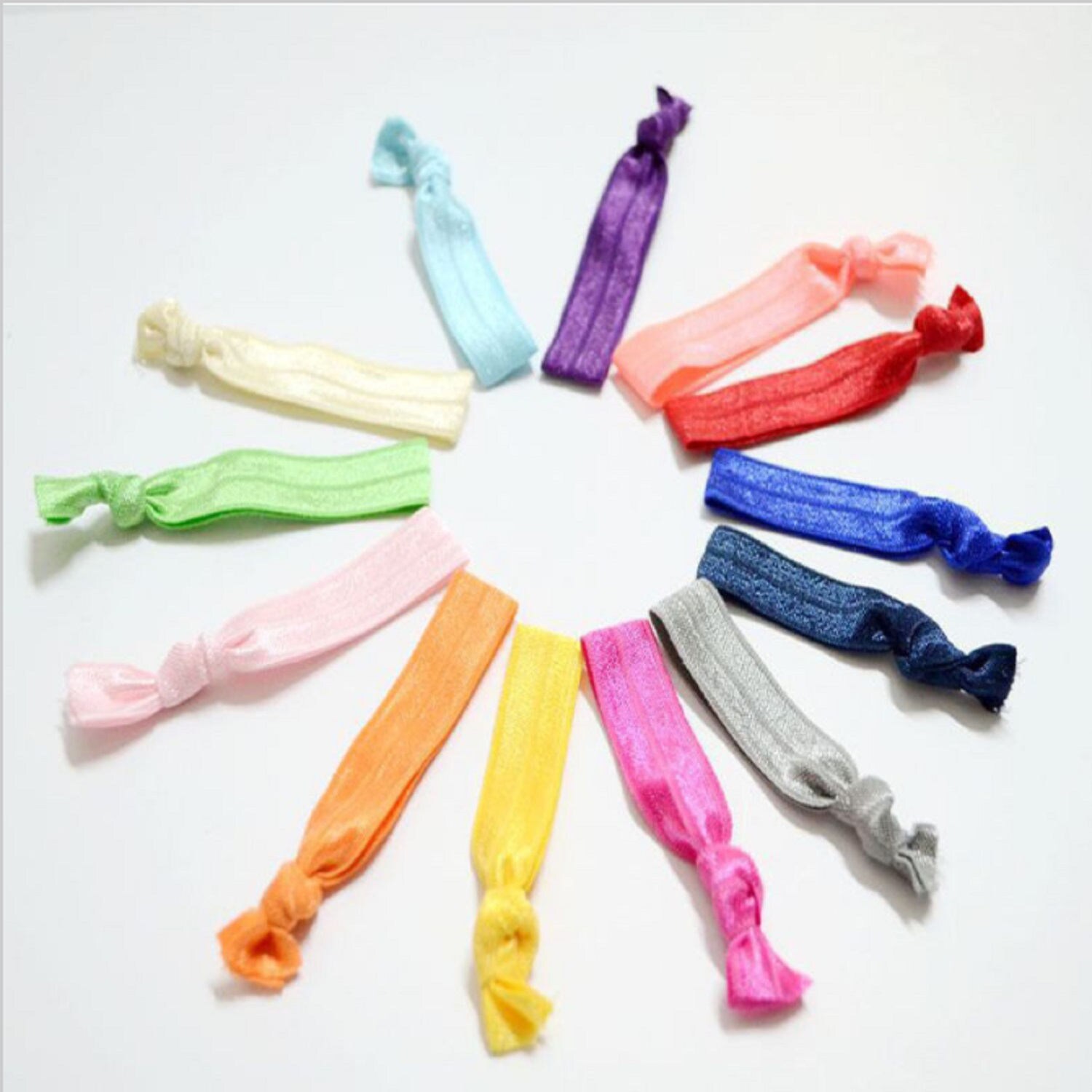 100 Hair Ties Colors No Crease Elastic Bands Hand Knotted Etsy