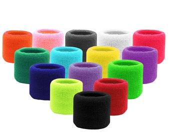 24 Pair Wrist Sweatbands Terry Cotton Sports Sweat Absorbing Workout Bands Band Blanks to Design Your Own Custom Personalized Embroidery