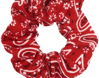 Bandana Print Cotton Velvet Scrunchies – Wholesale Hair Ties, Ponytail Accessories for Girls & Women