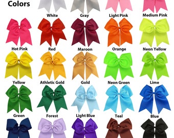 Cheer Bows 7" Ribbon w Ponytail Holder for Girls Women Cheerleading Softball Big Cheap Hair Bow Blanks to Custom Personalized with Sayings