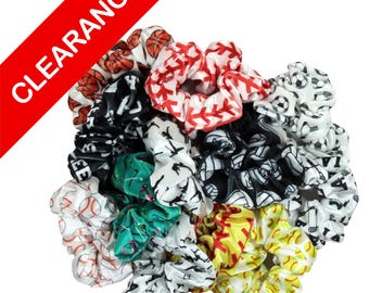 Clearance Scrunchies | Sports Hair Scrunchies | Softball, Baseball, Volleyball, Soccer | Pattern Scrunchies | Athletic Hair Accessories