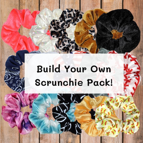Build Your Own Scrunchie Pack – Mix & Match Cotton, Satin and Velvet Hair Ties | Custom Scrunchies Gift Set for Girls and Women