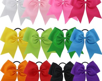 10 Big Hair Bows 7" Ponytail Cheer Ribbon 3" Girls Cheerleading Bow Blanks to Design Your Own Custom Personalized Screen Printing Embroidery