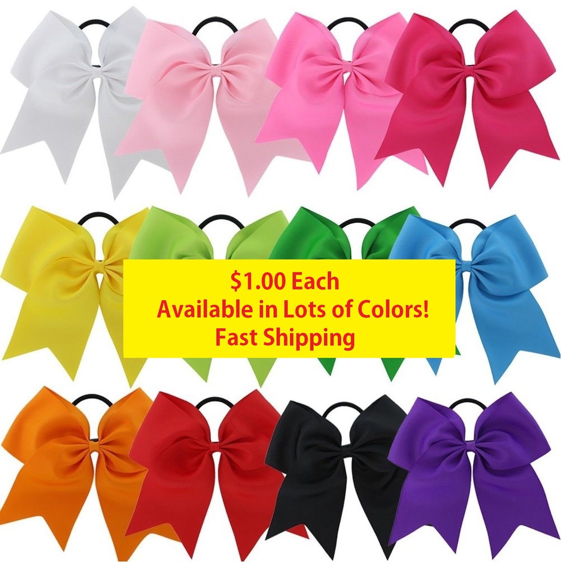 Wholesale Cheer Bows 7 Hair Ribbon w Ponytail for Etsy