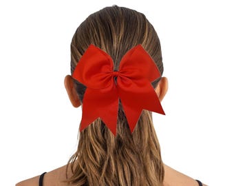 Big Cheer Bows 7" Ribbon w Ponytail Hair Bow for Cheer Cheerleading Softball Gifts Bow Blanks to Design Custom Personalized with Sayings