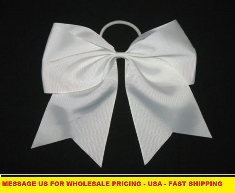 LADIES GIRLS CHILDREN LARGE HAIR BOW RIBBON FASHION 7 INCHES PONYTAIL ELASTIC UK