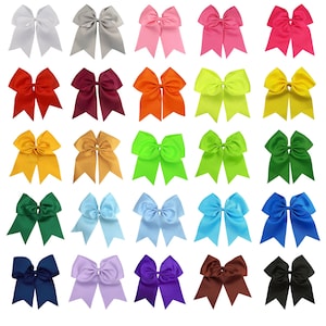 Bulk Cheer Bows - Big Cheer Bow w Ponytail Holder - Cheap Cheer Bows - Cheerleading Blanks to Custom with Sayings Name Senior White Softball
