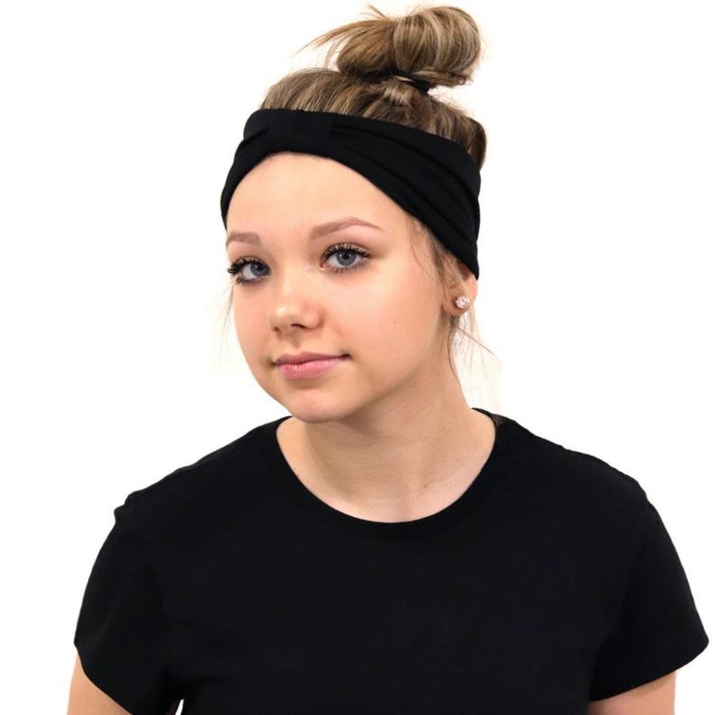 Black Tribal Boho Headband, Gray & Black Wide Hairband, Yoga Workout Head Wrap, Festival Turban Headband, Bohemian Hair Accessories image 7