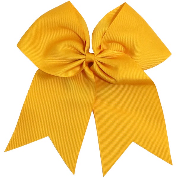 Athletic Gold Cheer Bow Ribbon w Ponytail Holder for Girls Cheerleader Gift Softball Hair Bows Cheap Blanks to Design Custom Personalize