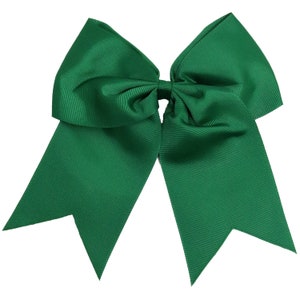 Big Forest Green Cheer Bows 6- 7&quot; Ribbon w Ponytail for Girls Cheerleading Softball Hair Bow Cheap Blanks to Design Custom Personalized