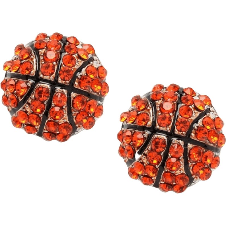 Basketball Rose Flower: Unique Sports Gift for Players & Fans BB Post Earrings
