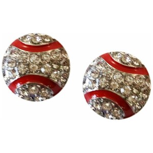 Leather Baseball Headband: Red Stitch, Non-Slip Sports Accessory BA Stud Earrings