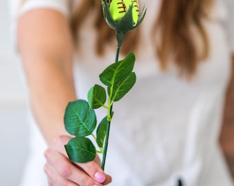 Softball Roses, Sports Rose, Basketball Baseball Soccer Volleyball Football Flower Gifts for Players Coach Seniors Mom Team Basket Bag Ideas