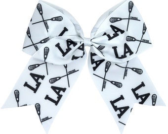 LaCrosse Bows 7" Ribbon w Ponytail for Girls Gifts Mom Cheer Cheerleading Shirts Headband Cheap Hair Bow Design Custom Sayings