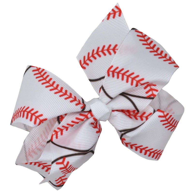 Sports Hair Bow with Clip: Softball, Baseball, Basketball, Volleyball, Soccer Baseball Ball