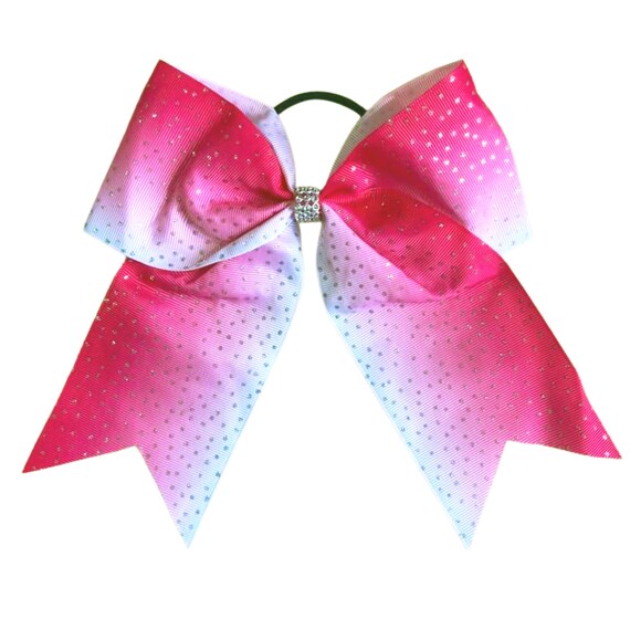 Hot Pink Cheer Bow for Girls Large Hair Bows with Ponytail Holder Ribbon | Kenz Laurenz