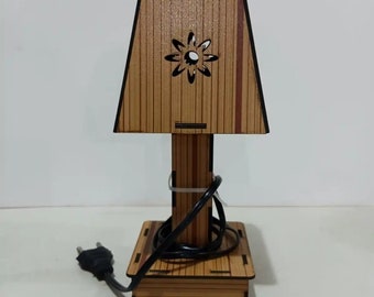 2 diffrent shapes table night lamp - wooden bedside table light -  dovre wooden lamps