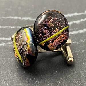 Fused Dichroic Glass Cuff Links