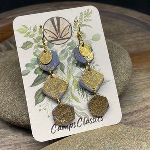 Periwinkle Blue and Gold - Polymer Clay Earrings