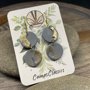 Periwinkle Blue and Gold - Polymer Clay Earrings