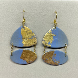 Periwinkle Blue and Gold - Polymer Clay Earrings