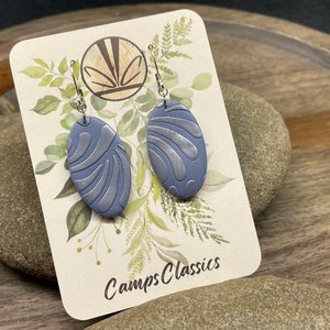 Periwinkle Blue Stripes - Polymer Clay Earrings