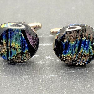 Fused Dichroic Glass Cuff Links
