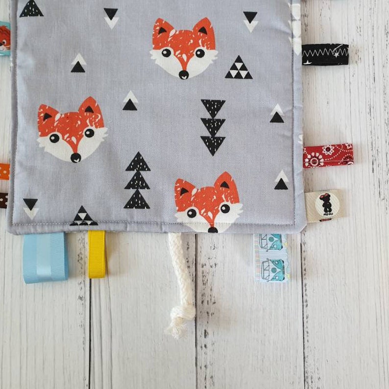 Taggie Blanket Crinkle Toy Little Fox Lovey Ribbon Sensory Etsy