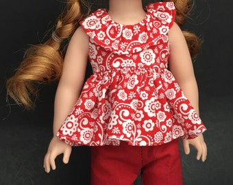 Ruffled Collar top for 14in tall dolls