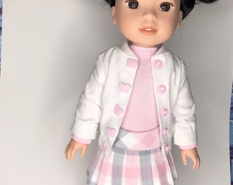 Pleated Skirt, Cardigan, and Bodysuit PATTERN for 14" tall dolls