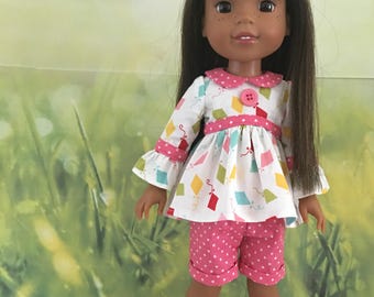 Two Shirts and a Dress PATTERN for Wellie Wisher dolls plus short pattern for added bonus