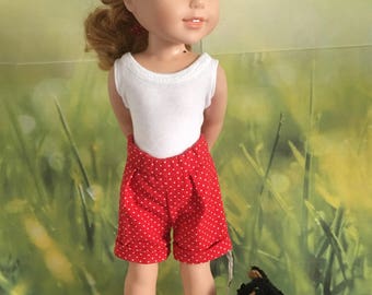 Pleated, high waist, knee length shorts PATTERN for Wellie Wishers