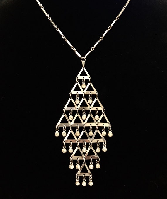 Vintage Sarah Coventry Elegante Silver Tone And Clear - Vintage Sarah Coventry Pendant Vintage Sarah Coventry Elegante Silver Tone And Clear - Vintage Sarah Coventry Pendant