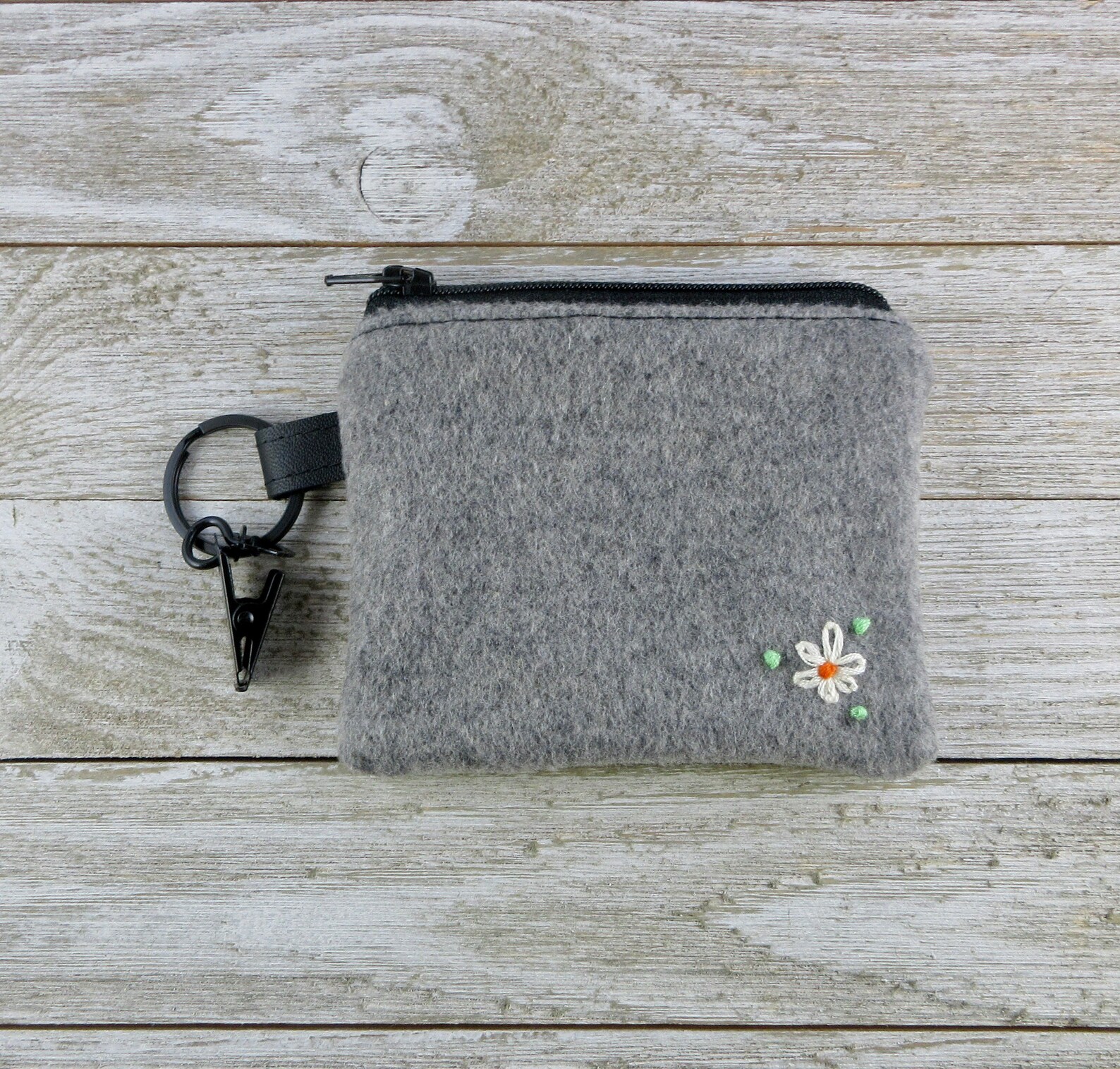 Handmade Upcycled Wool Zipper Pouch With Metal Key Ring - Etsy