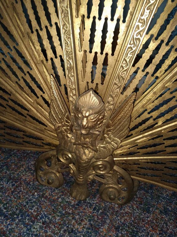 Solid Brass Victorian Fireplace Screen Etsy